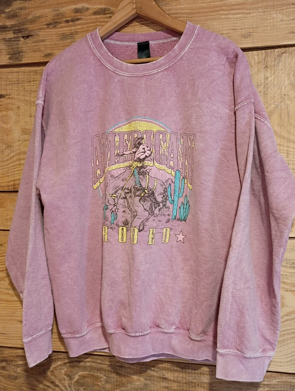American Rodeo Graphic Sweatshirt - Dusty Rose Size S/M Western Cowgirl Retro